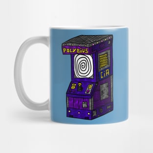 polybius, retro gaming myth. CIA cartoon. Mug